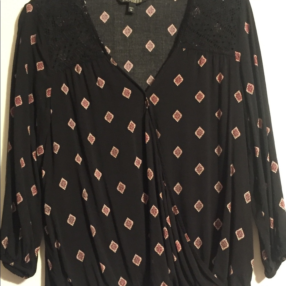 Express wrap black dressy shirt